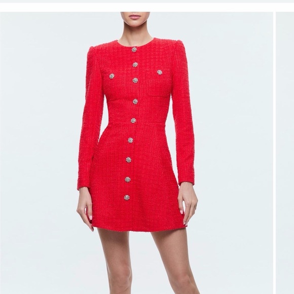 Alice+ Olivia  Shiloh Long sleeve Tweed Minidress NWT - Picture 6 of 6